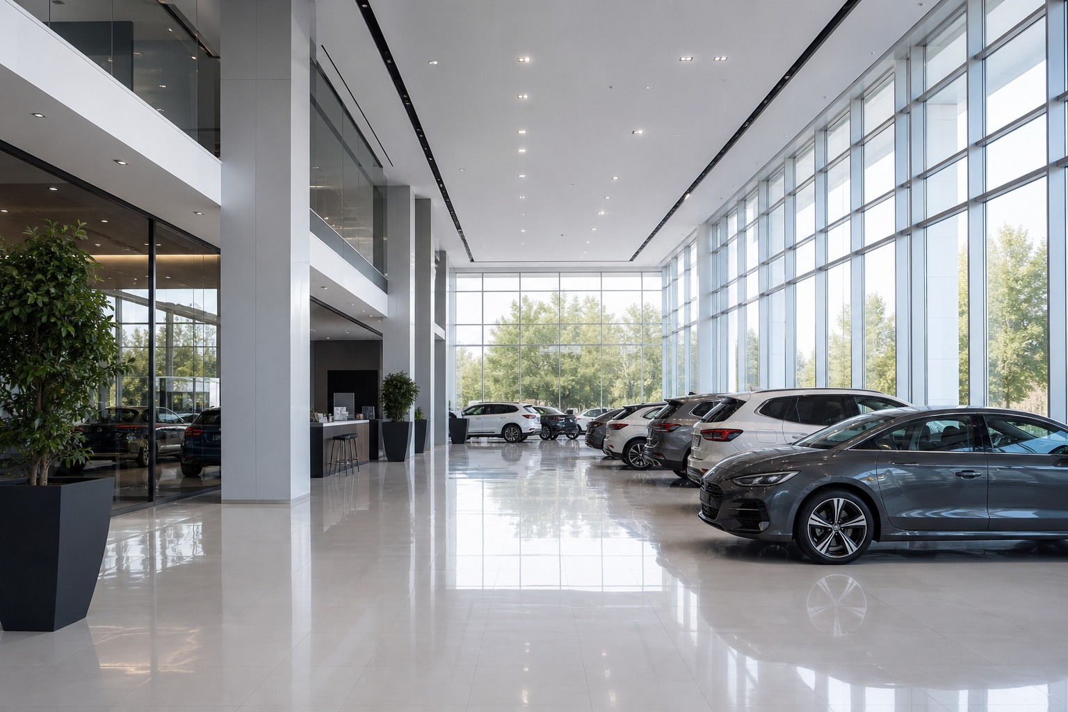 Modern automotive dealership showroom