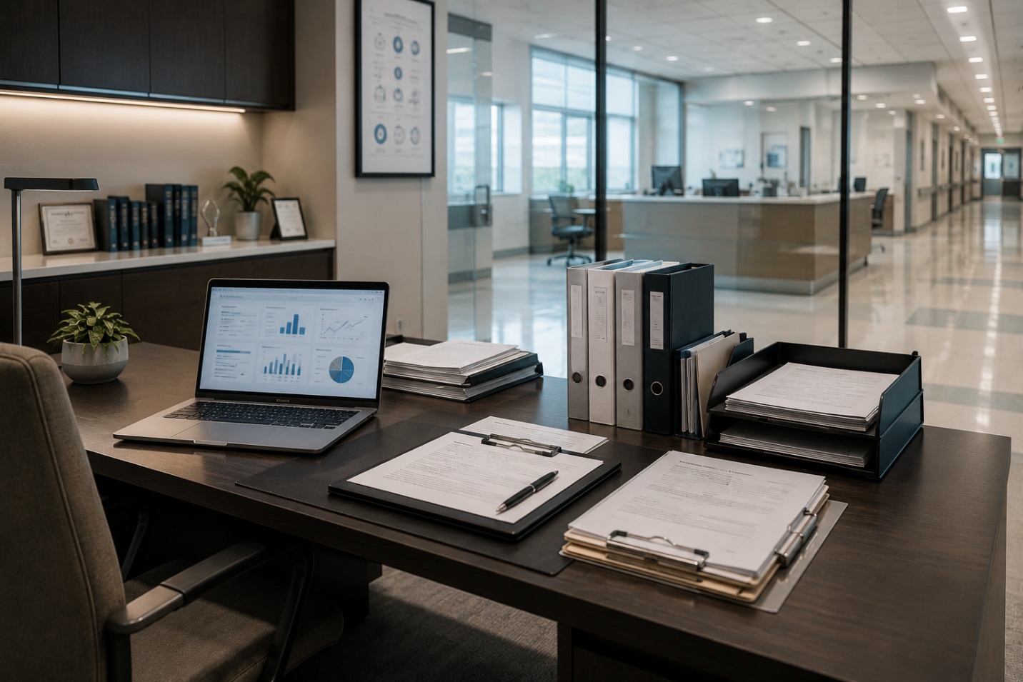 Organized healthcare administration workspace